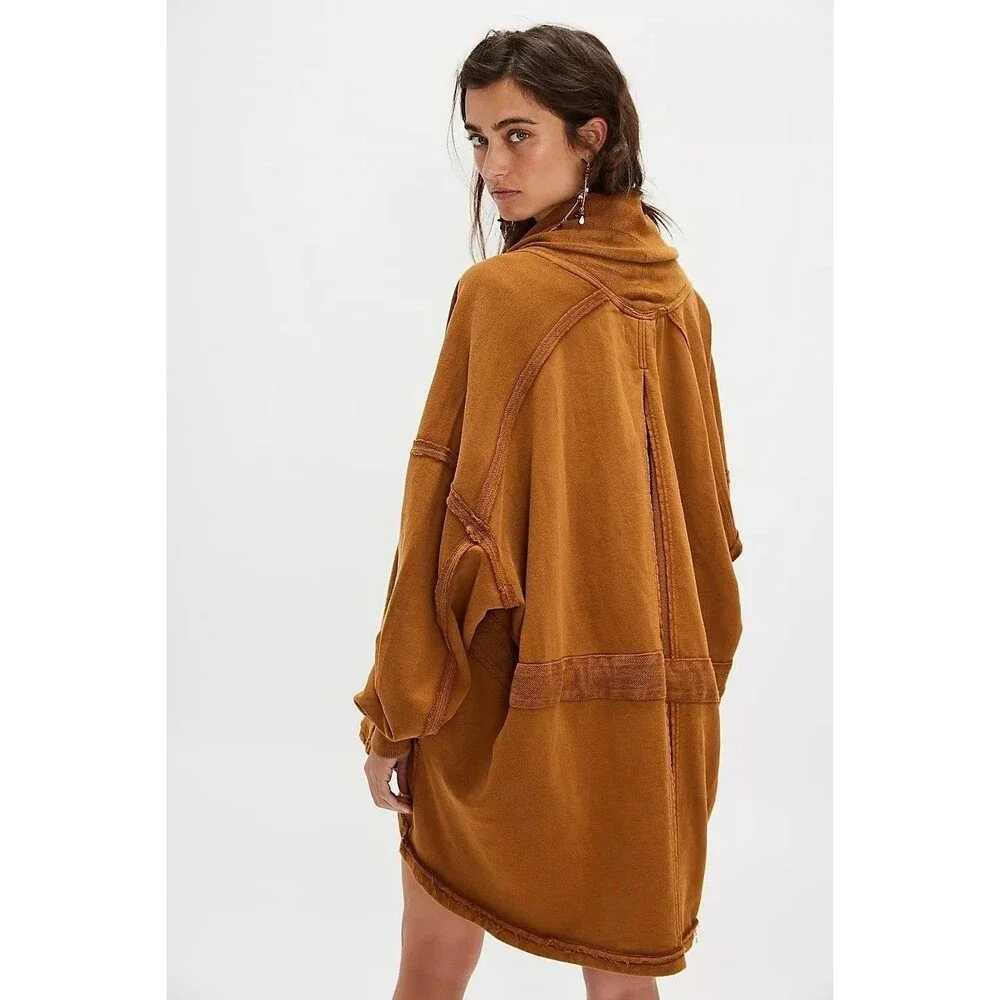 Free People Boothbay Sweatshirt Jacket Cardi Top Ventilated Oversized XS 283804